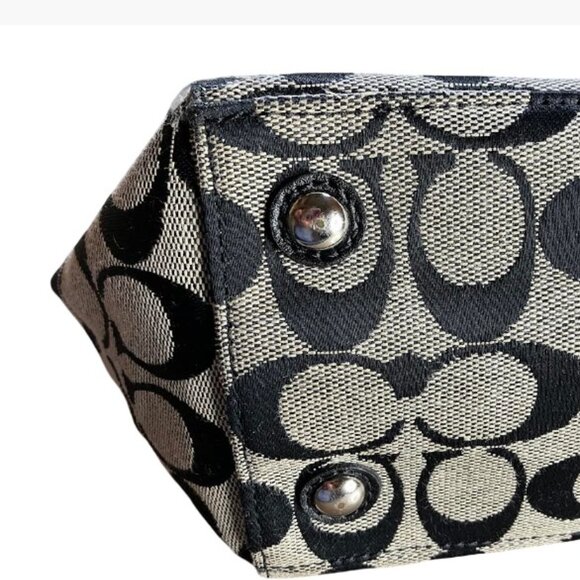 Coach Penelope Signature Carryall Tote in Black and Gray Monogram Canvas EUC - Picture 4 of 15